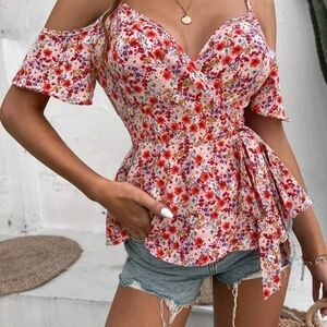 floral wrap blouse